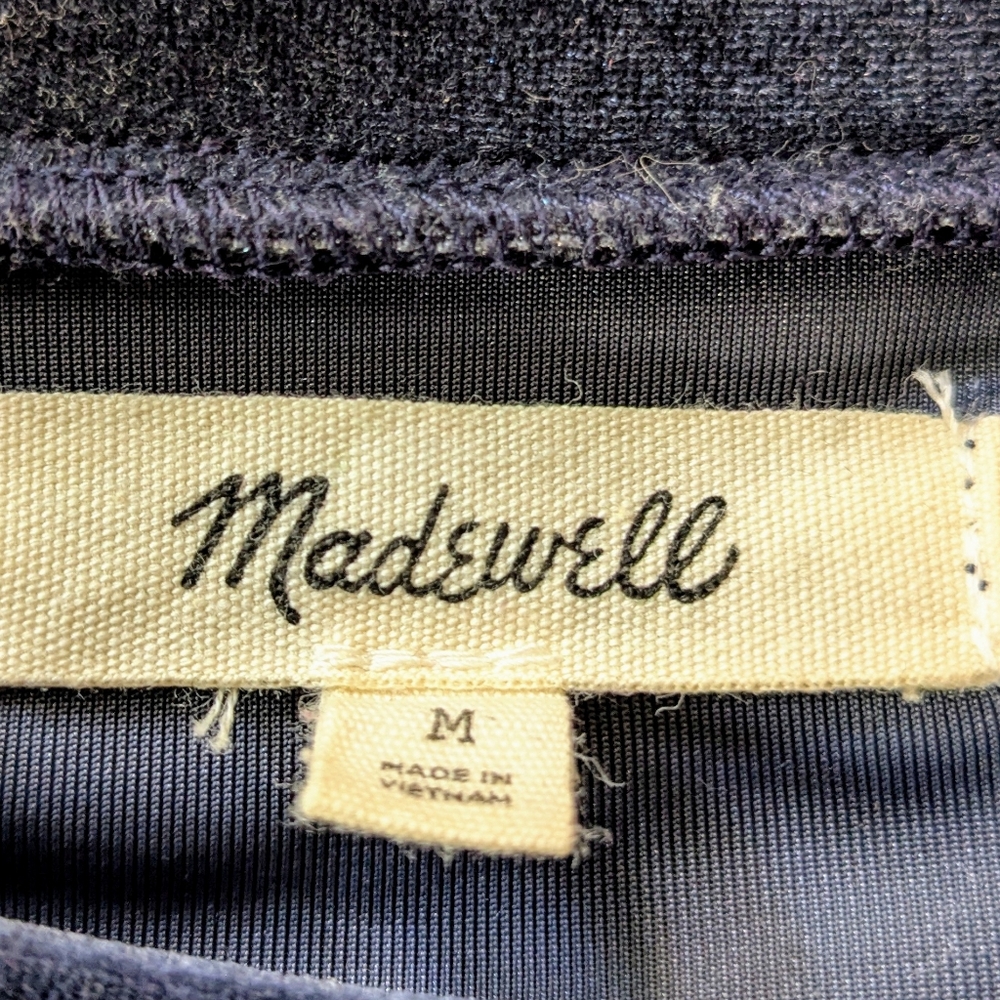 Madewell Blue Velour Sweatshirt Top With Statement Sleeves. Size Medium. - Picture 2 of 3